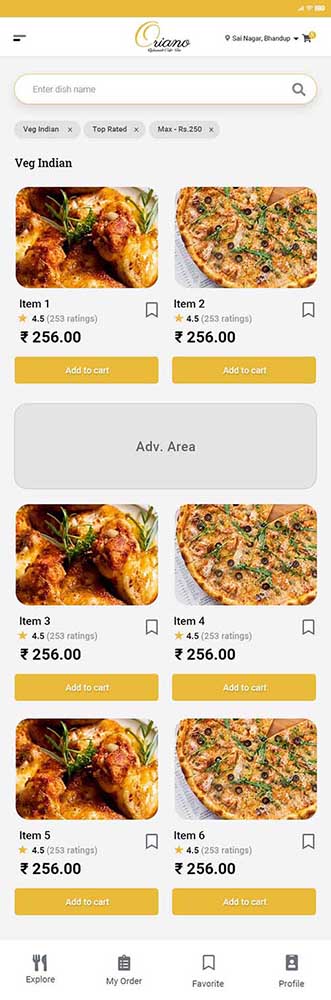 Oriano Mobile App Screen Design